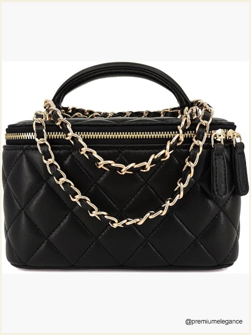 Mini Genuine Leather Quilted Crossbody Bag with Chain Strap